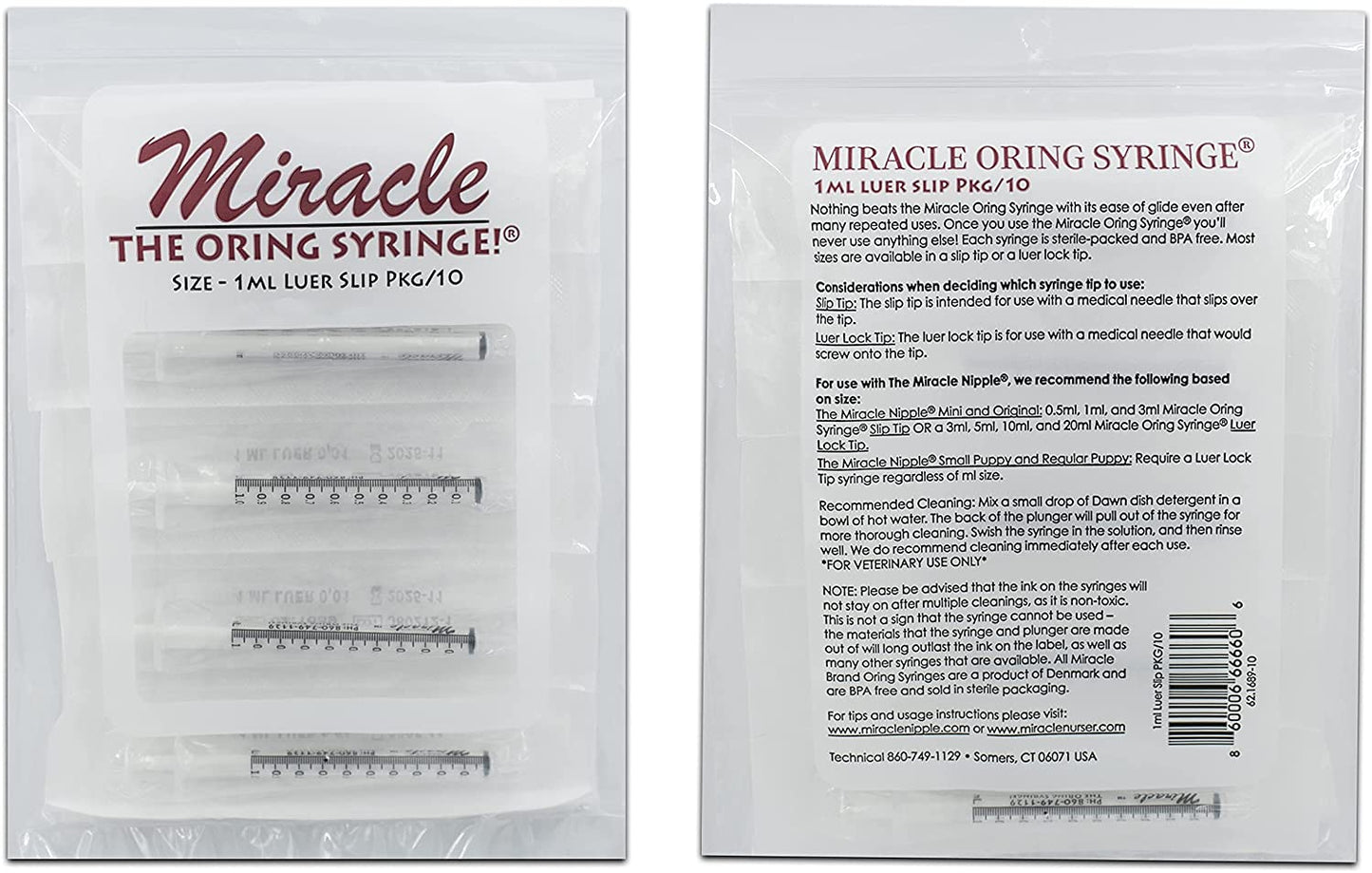 1 ml Miracle Brand Oring Syringe Pkg/10